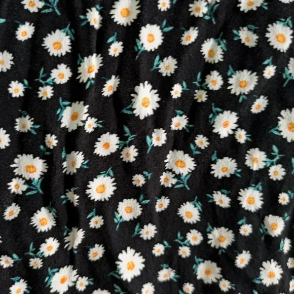 Forever 21 Collared Tie Back Black and White Daisy Floral Mini Dress - Picture 4 of 5